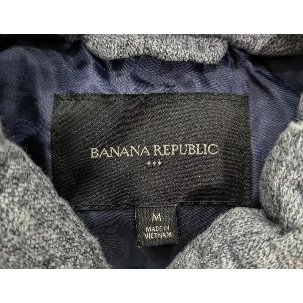 Mens Banana Republic Insulated Blue Gray Puffer Sleeveless Jacket Vest Size‎ M